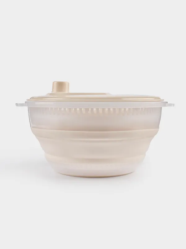 Vegetable dryer, 30 cm, mechanical, foldable, plastic / rubber, gray-beige, Foldaway, image-1