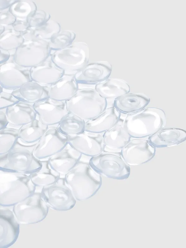 Bath/shower mat, 35x70 cm, with suction cups, PVC, Rectangular, White, Stones, Pebble, image-1