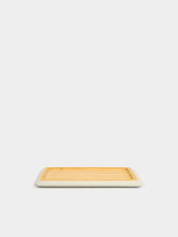 Dish, 24x16 cm, bamboo, rectangular, grey edging, Bamboo soft, image-1