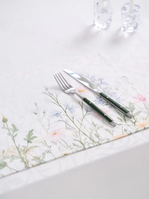 Placemat, 30x45 cm, jacquard, polyester, milky, Wildflowers, Petals serenity, image-4