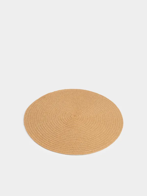 Placemat, 38 cm, cellulose, round, sand, Straw, image-1