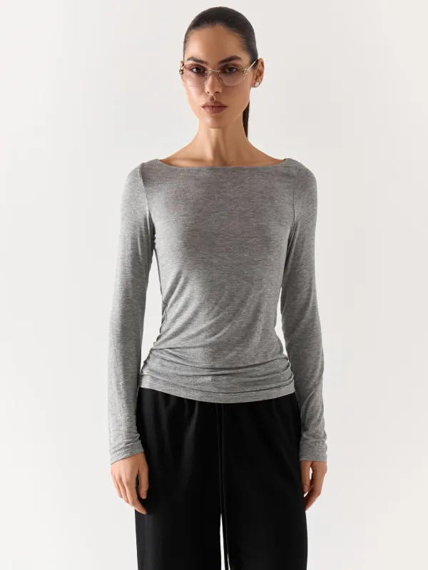 Women's longsleeve, homewear, size L, viscose, grey, Cristy, image-0