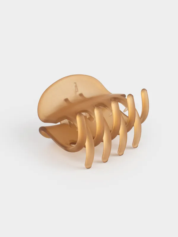 Hair clip, 6 cm, plastic / metal, brown, Crab, Hair basic, image-1