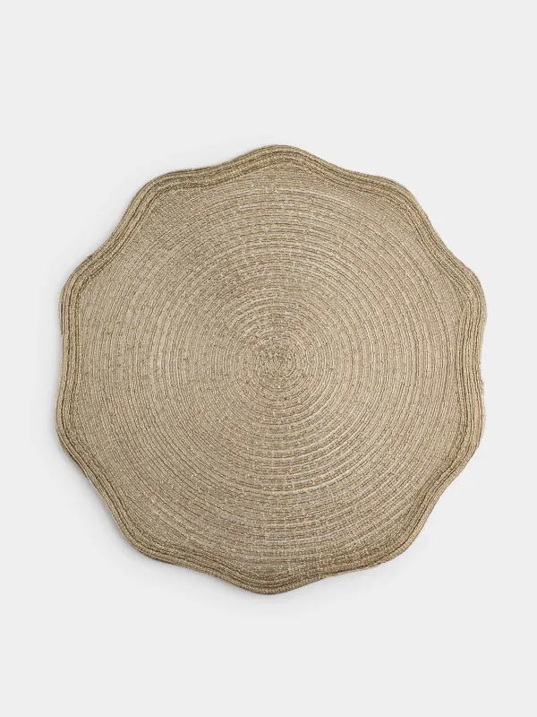 Placemat, 38 cm, polyester, curly, golden, Rotary shine, image-0