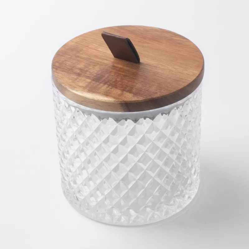 Candy bowl, 11x11 cm, with lid, glass R / wood, Naiad, image-1