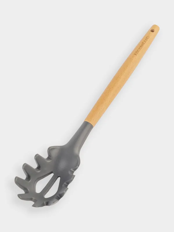 Spaghetti spoon, 31 cm, silicone/wood, gray, Weekend, image-1