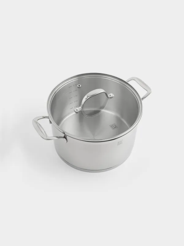 Pot, 24 cm, 6 l, with lid, Silver Stone, image-1