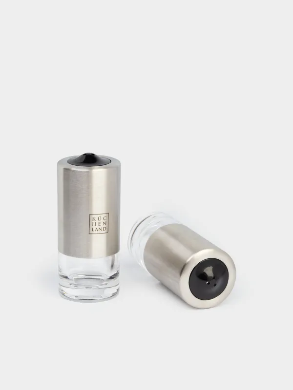 Salt and pepper set, 13 cm, on a stand, acrylic / steel, Spices, image-4