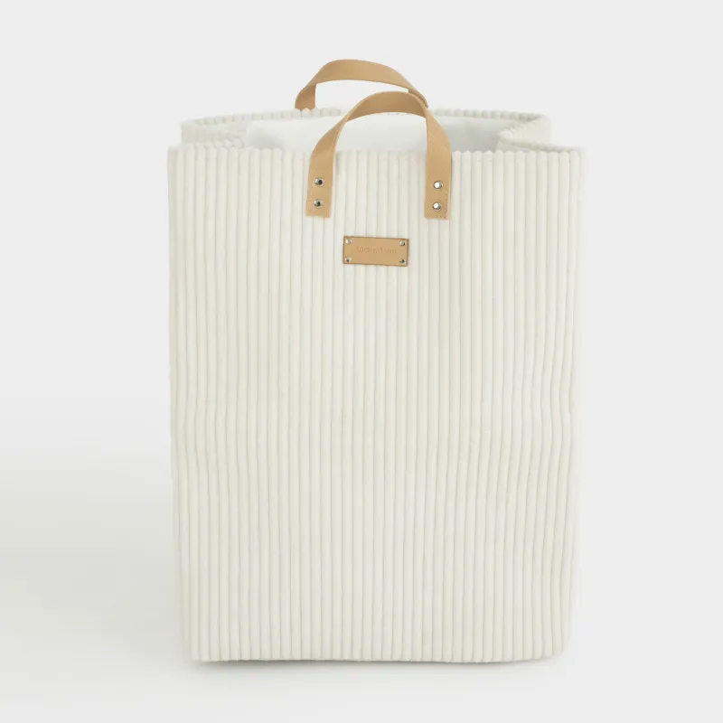 Laundry storage bag, 37x22x50 cm, with handles, polyester, rectangular, beige, Moire