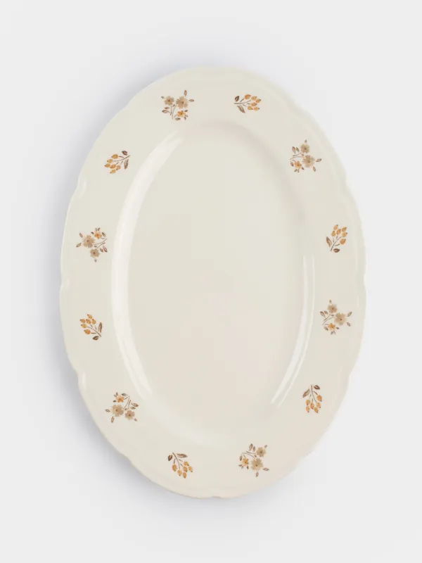 Dish, 35x25 cm, porcelain N, white, oval, Vintage flowers, La flore, image-2
