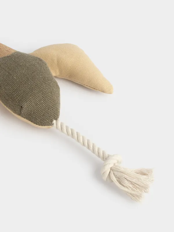 Dog toy, 40 cm, with squeaker, polyester, beige, Duck, Frisky pet, image-2