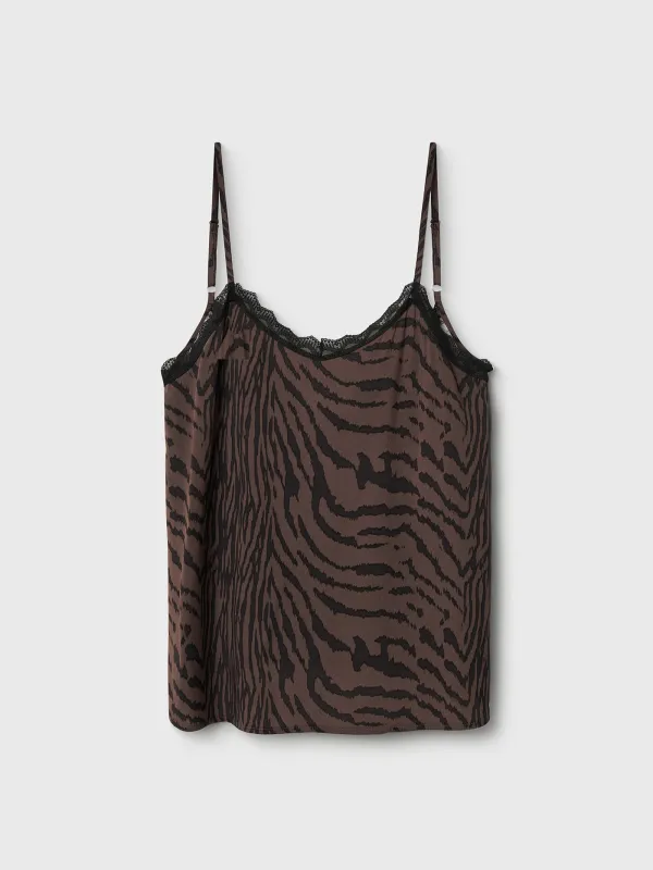 Women's top, homewear, size S, straps, lace, viscose, black and white, Zefina, image-7