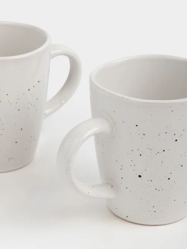 Mug, 470 ml, 2 pcs, ceramic, milky, speckled, Uneven edge, Xoras, image-1
