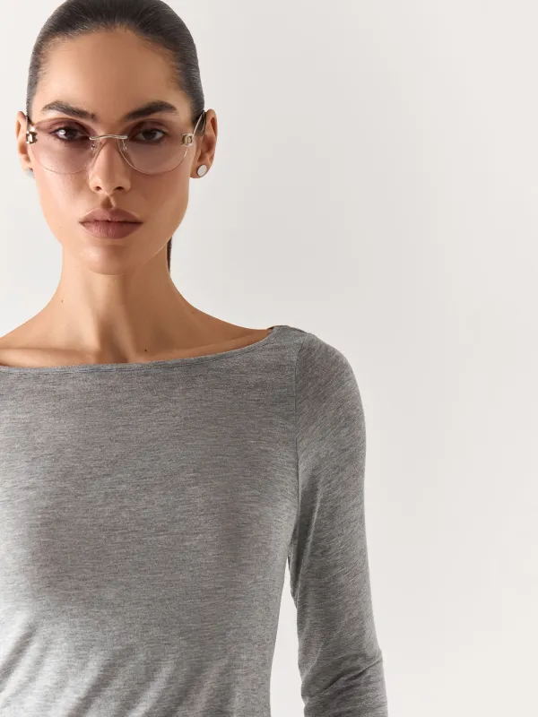 Women's longsleeve, homewear, size L, viscose, grey, Cristy, image-2