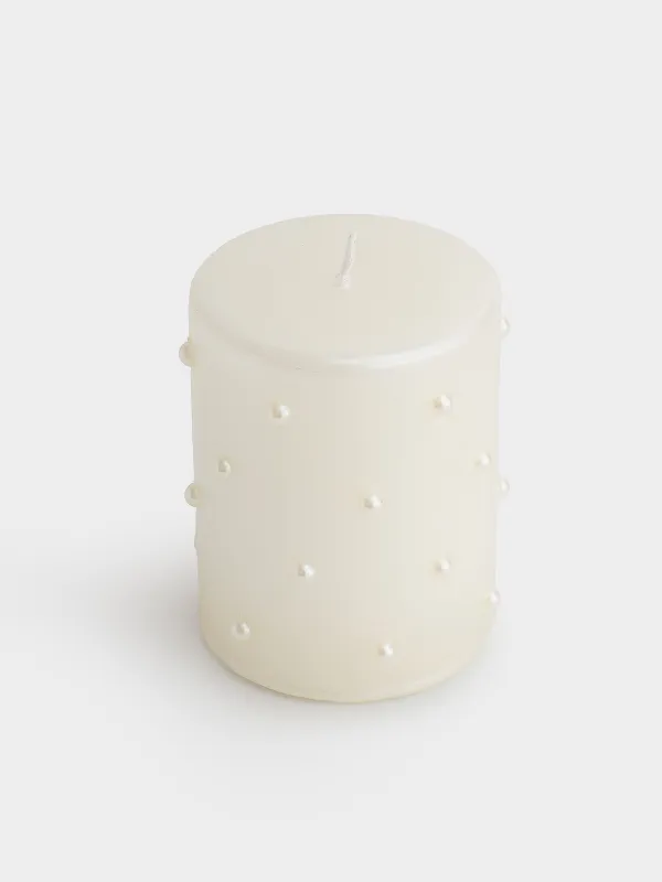 Candle, 8x9 cm, cylindrical, milky, Pearl, Pearl Antarctica, image-1