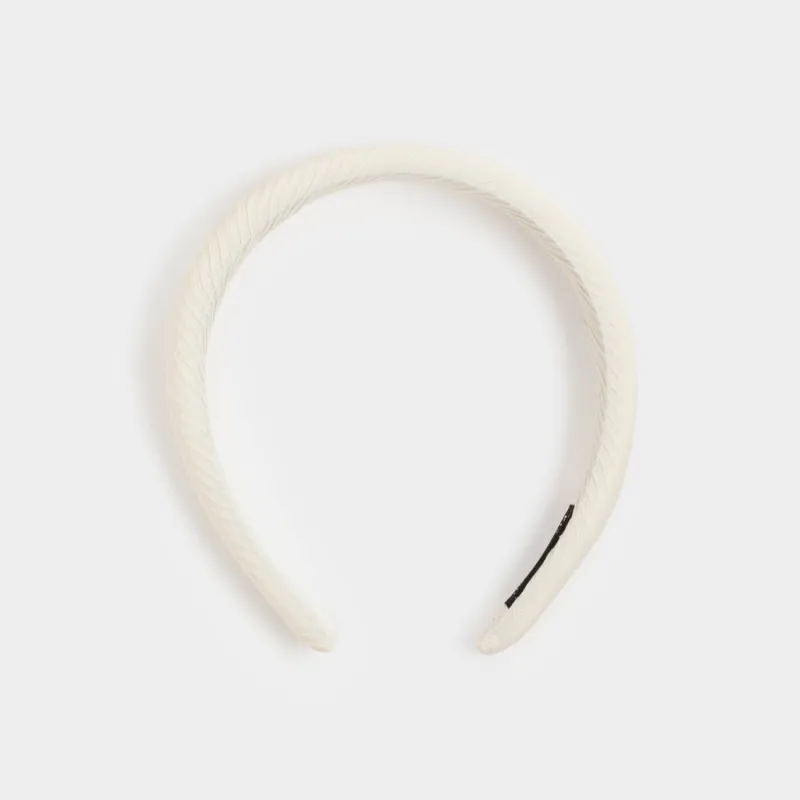 Hair band, 14x16 cm, Polyester / plastic, Beige, Lines, Basic