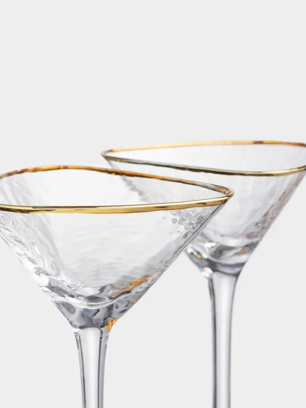 Martini glass, 150 ml, 2 pcs, glass, golden edging, Triangle Gold, image-5