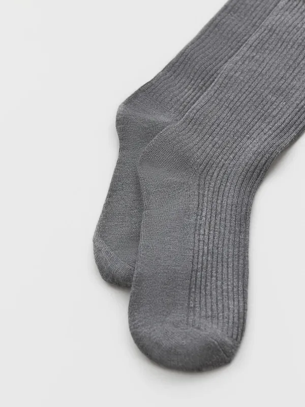 Women's socks, size 36-38, ribbed, bamboo / polyester, grey, Heddy, image-1
