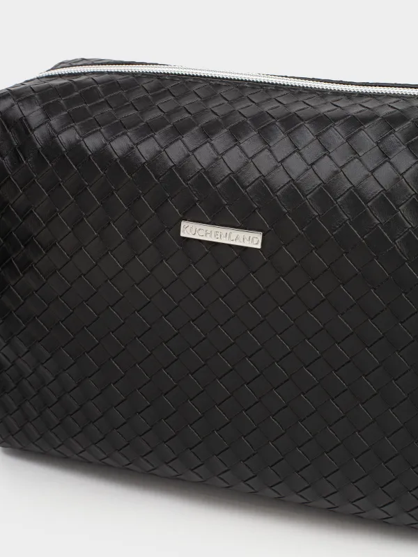 Makeup bag, 27х19 cm, polyurethane, black, Sennit, image-1