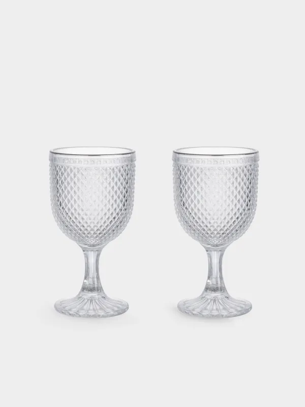 Drinking goblet glass, 300 ml, 2 pcs, glass R, with silver edging, Verona silver, image-0