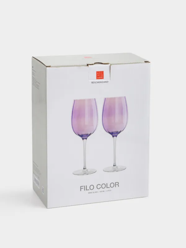 Wine glass, 470 ml, 2 pcs, glass, purple, Filo color, image-4