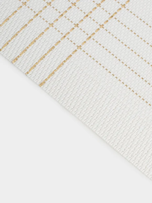 Placemat, 30x45 cm, PVC / polyester, rectangular, white, Golden lines, Solid, image-3