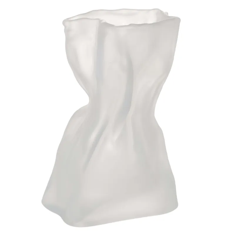 Flower vase, 14 cm, Glass, frosted white, Crumpled effect, Crumple, image-1