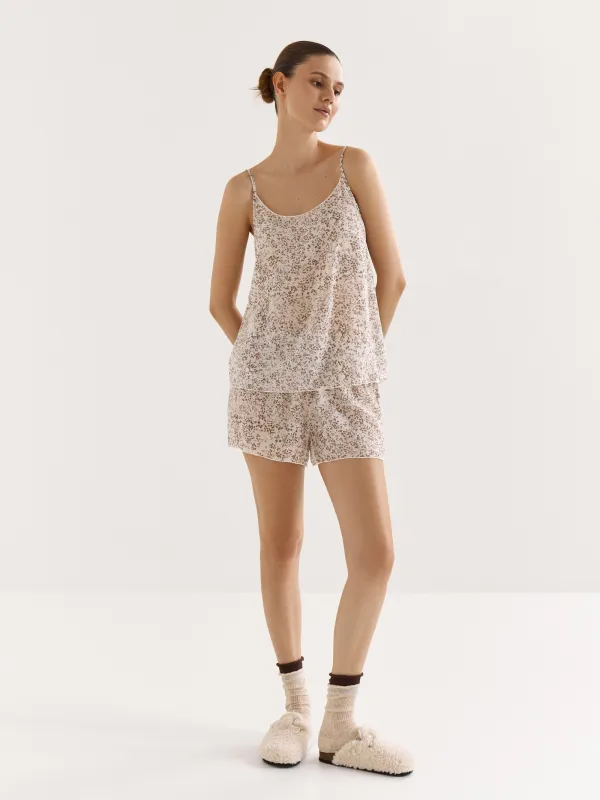 Women's shorts, homewear, size S, viscose / nylon, milky, Dots, Odelia, image-0