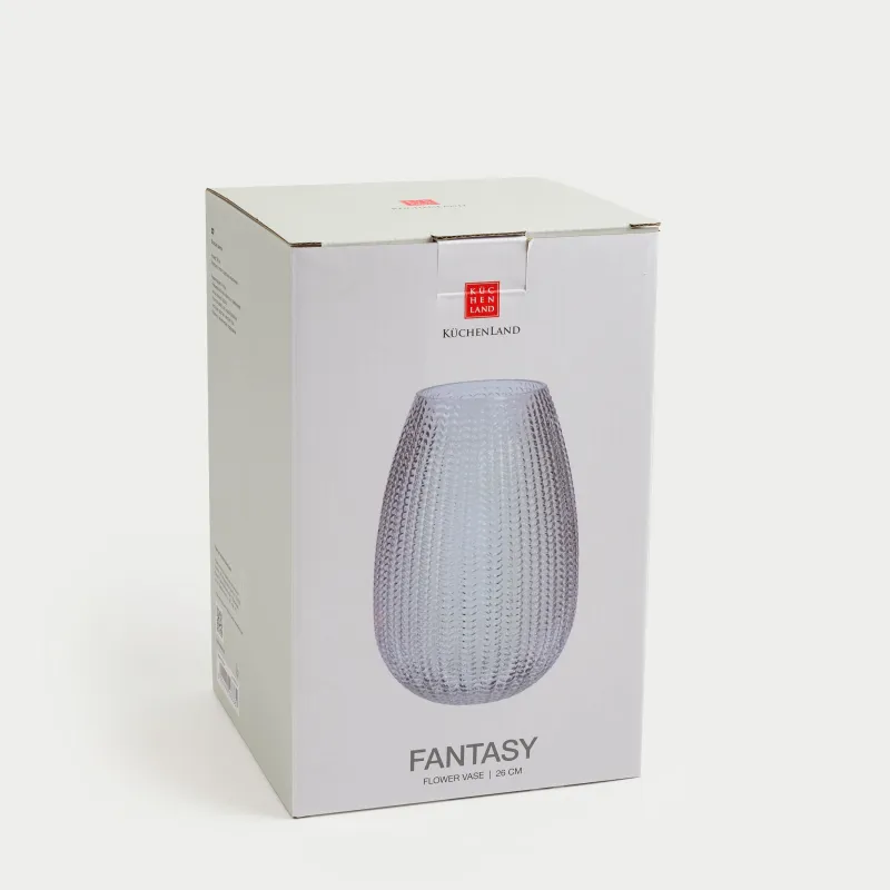 Flower vase, 26 cm, glass, gray-blue, Fantasy, image-4