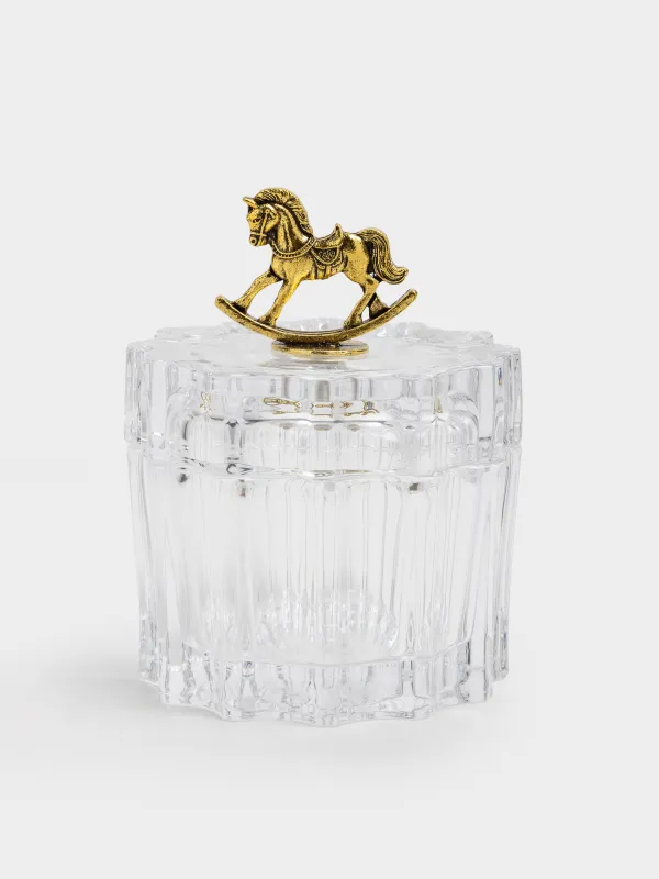 Storage container, 9x8 cm, 180 ml, glass R/metal, Golden horse, Ridi, image-0