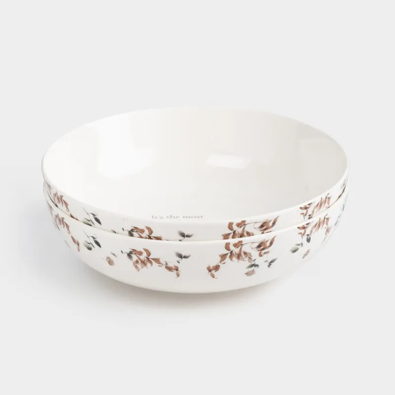 Soup plate, 19x6 cm, 2 pieces, porcelain N, Autumn flowers, Refined floral