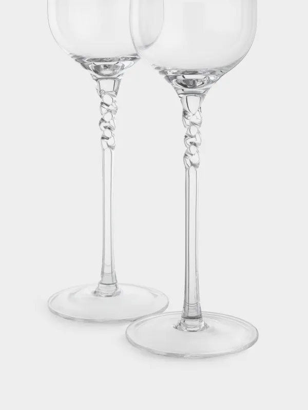 Drinking glass, 260 ml, 2 pcs, crystal glass, Twisted leg, Parma, image-1