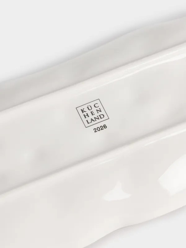 Dish, 33x13 cm, ceramic, rectangular, Horse with Christmas tree, Christmas tree, image-5