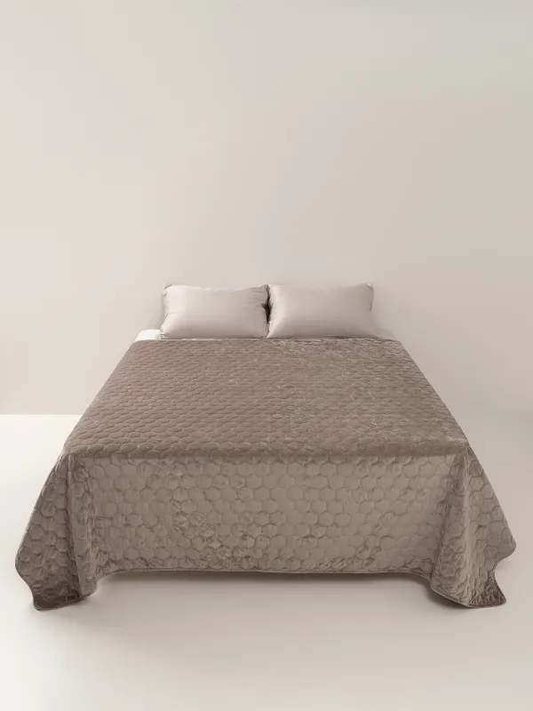 Bedspread, 220x240 cm, quilted, corduroy/microfiber, brown, Honeycomb, Lion, Stitch velvet, image-5