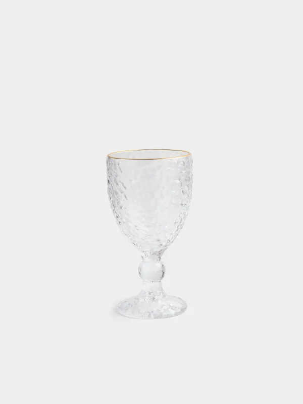 Wine goblet glass, 320 ml, glass, with golden edging, Nautilus Gold, image-0