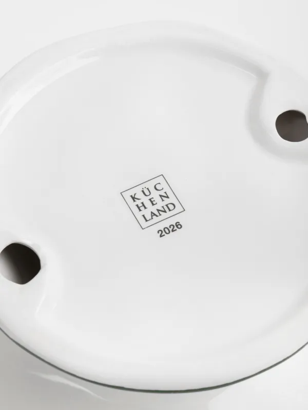 Fruit bowl, 27x12 cm, on a leg, ceramic, Horse, Christmas green, image-4