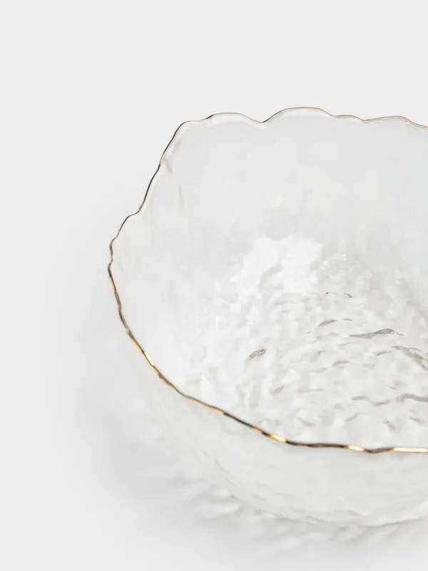 Salad bowl, 17x7 cm, 850 ml, glass, with golden edging, Nautilus gold, image-2