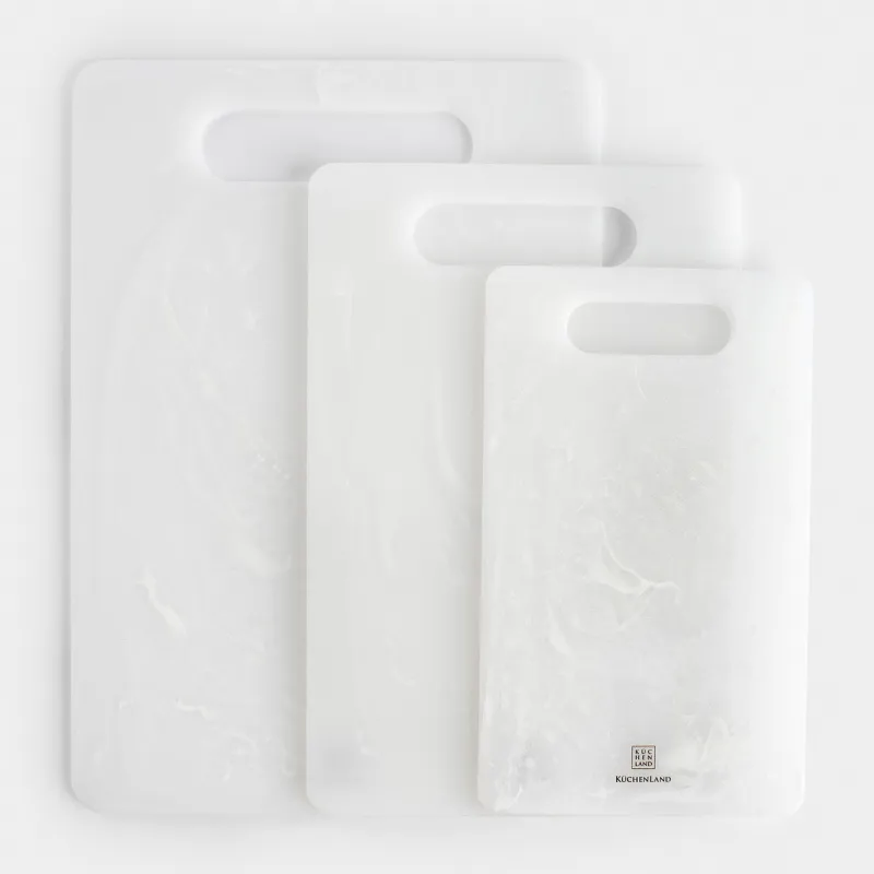 Cutting boards set, 25/30/35 cm, 3 pcs, rectangular, plastic, white, Maniera