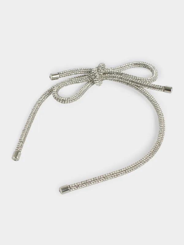 Hair band, 12x14 cm, metal / rhinestones, silver, Jewelry crystal, image-1