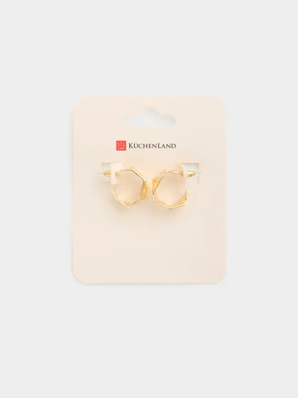 Stud earrings, 2 cm, 2 pcs, metal, gold, Jewelry, image-3