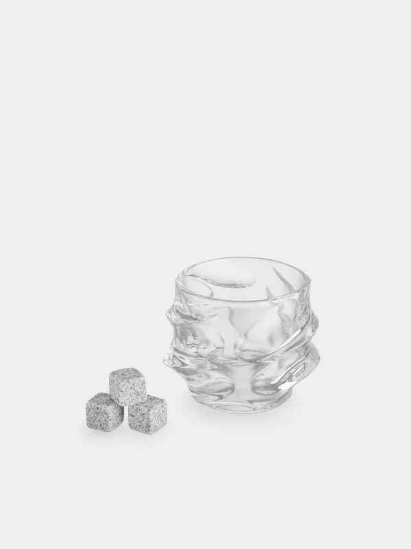 Whiskey set, 1 person, 4 items, glass / cubes, glass R / granite, Peak, image-0