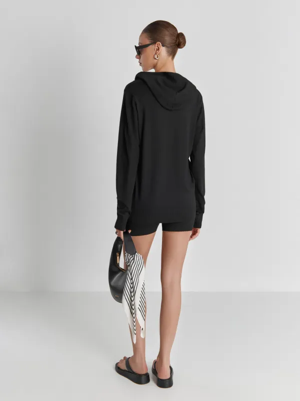 Women's hoodie, size S, viscose / polyamide, black, Camilla, image-3