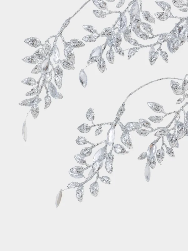Decorative branch, 65 cm, acrylic / metal, Silver crystals, Crystal decor, image-2