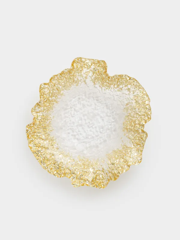 Fruit vase, 28x7 cm, glass R, champagne, Wavy edges, Felsen, image-2