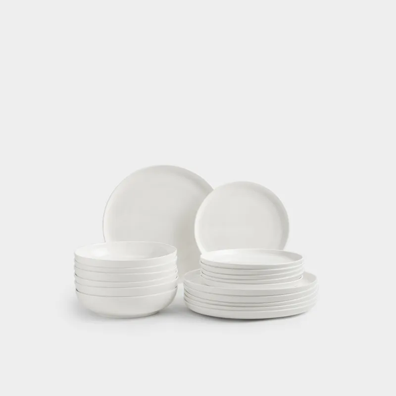 Dining set, 6 pers, 18 pr, porcelain F, white, Ideal white