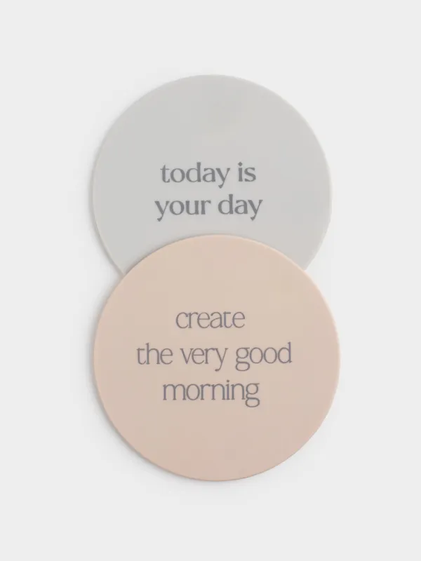 Coaster, 10 cm, 2 pcs, silicone, round, beige, DESIGN, Scroll, image-3