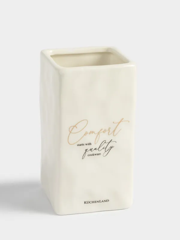 Kitchen accessories stand, 15 cm, ceramic, milky, Crumpled effect, Crumple kitchen, image-1