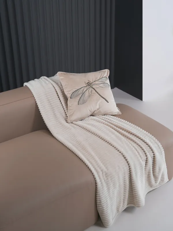 Decorative pillow, 45x45, corduroy / beads, beige, Dragonfly, Dragonfly, image-5