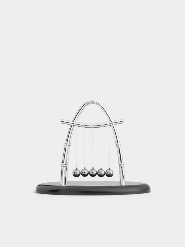 Anti-stress pendulum, 18х15 cm, plastic / steel, black, Newton's Cradle, Collection, image-0