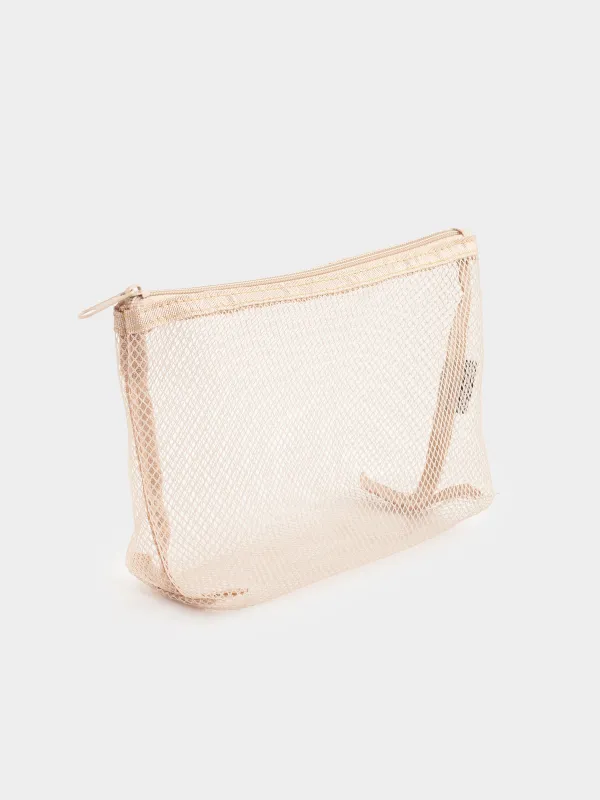 Cosmetic bag, 24x14 cm, polyester, beige, Mesh, Easy Travel, image-1